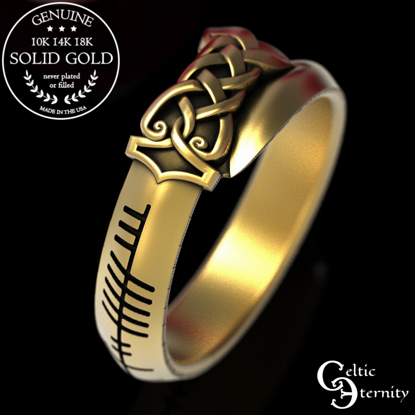 Sterling Silver Ogham Sword Wedding Band, 1892