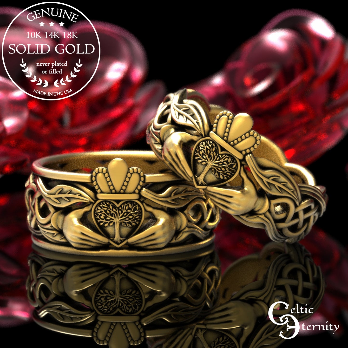 Sterling Women's Forest Claddagh Wedding Band, 2039