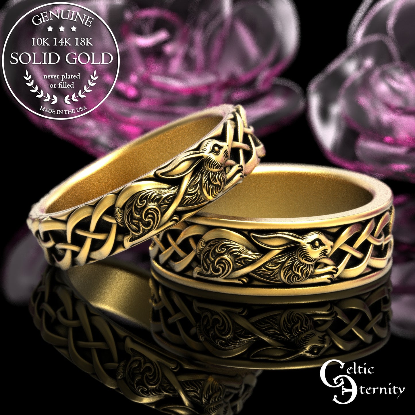 Men's Sterling Celtic Rabbit Wedding Band, 2143