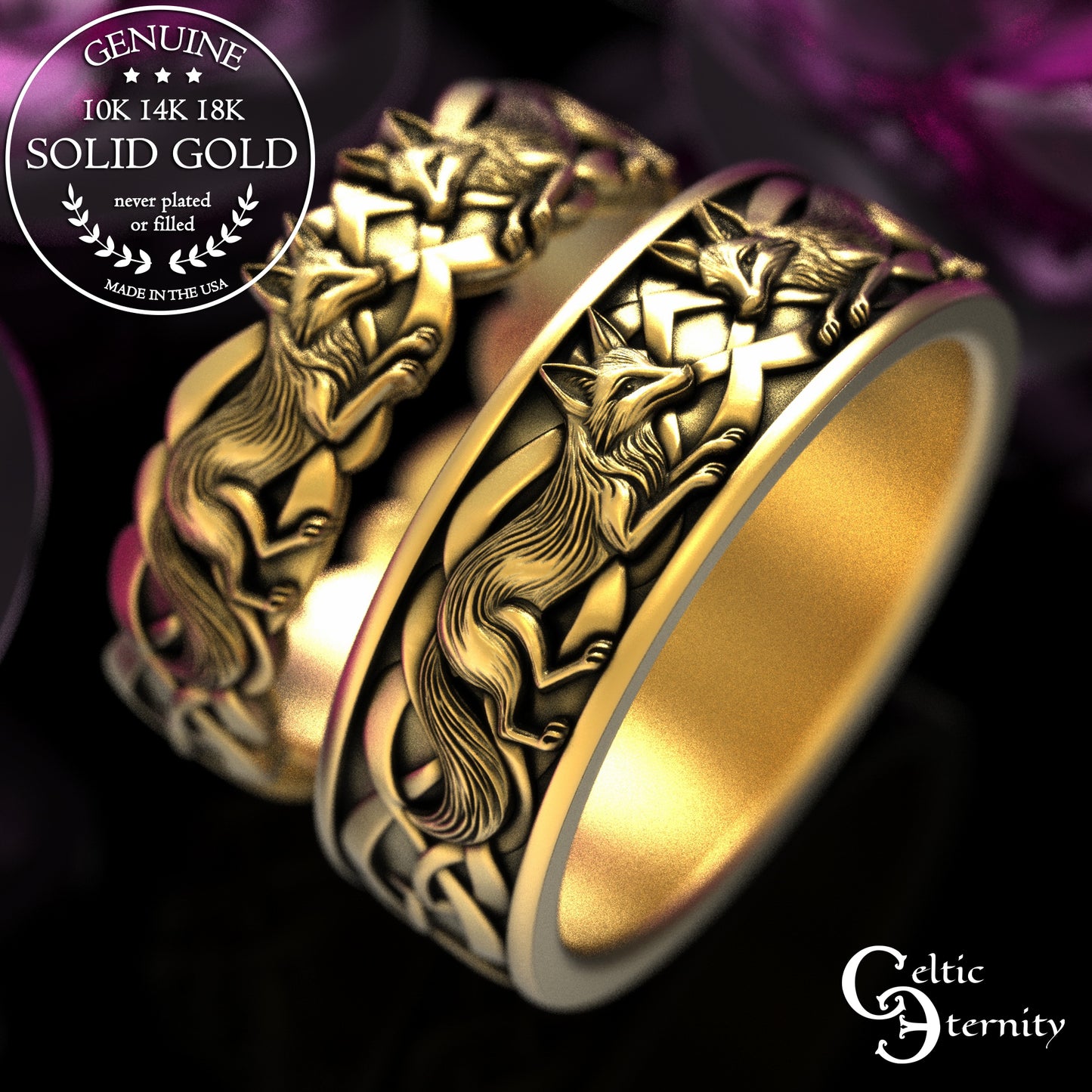 Sterling Men's Celtic Fox Wedding Band, 2153