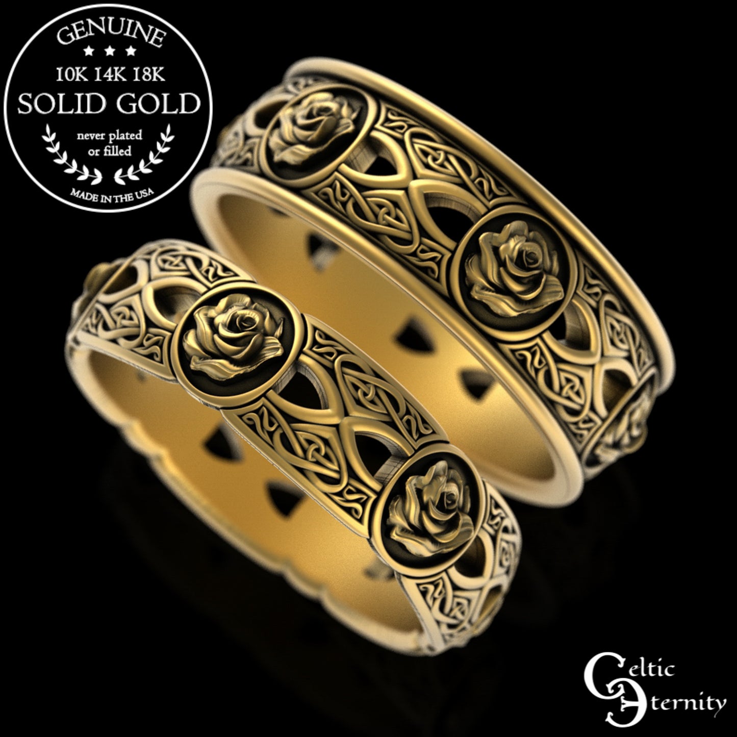 Sterling Woman's Irish Rose & Heart Knotwork Wedding Band, 3043