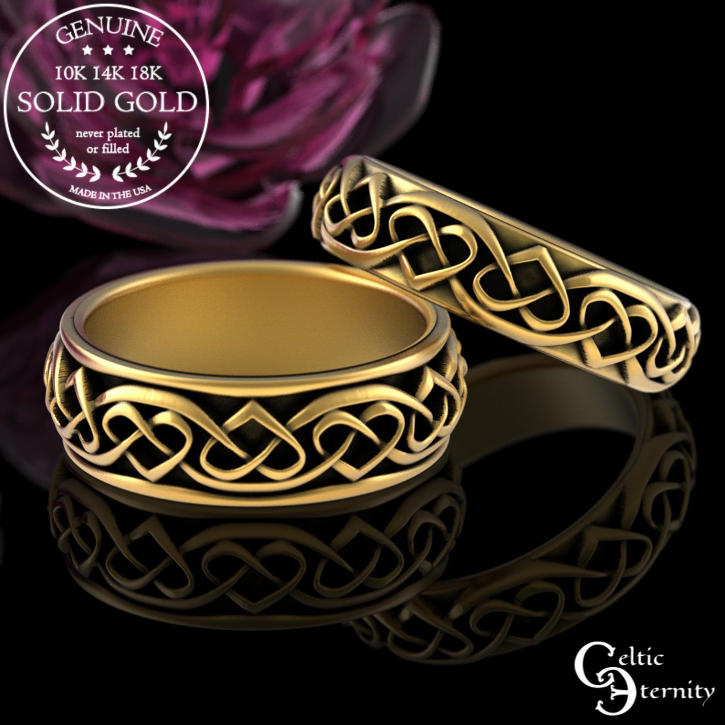 Sterling Matching Celtic Hearts Wedding Band Set, 3160 3159