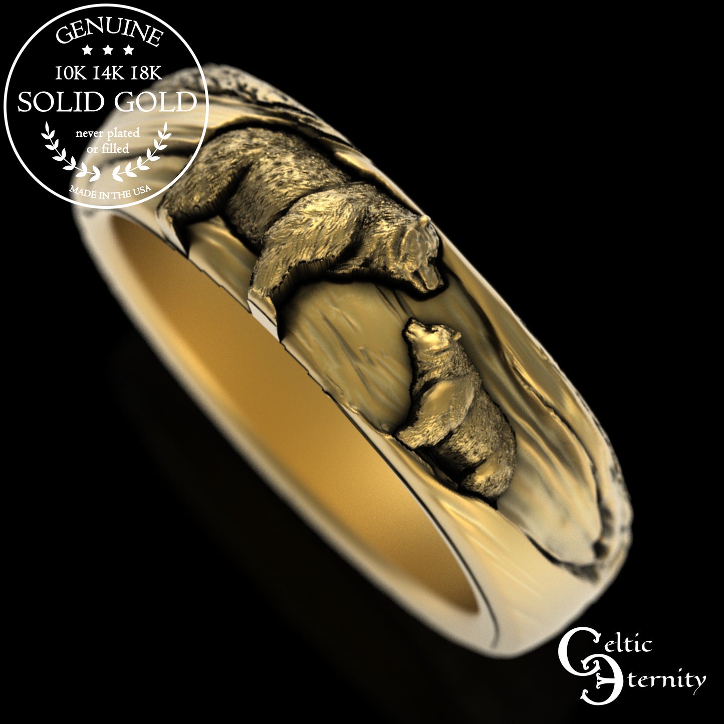 Sterling Silver Mama/Papa Bear & Baby Cub Ring, 3293
