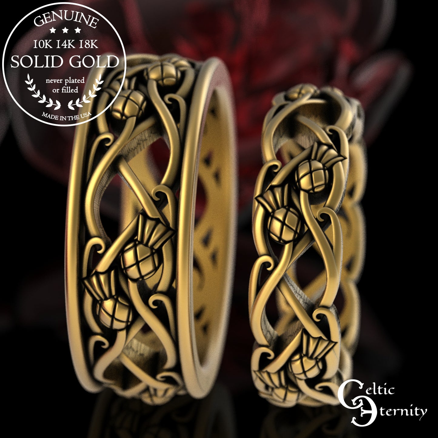 Woman's Sterling Irish Woven Thistle Wedding Band, 3301