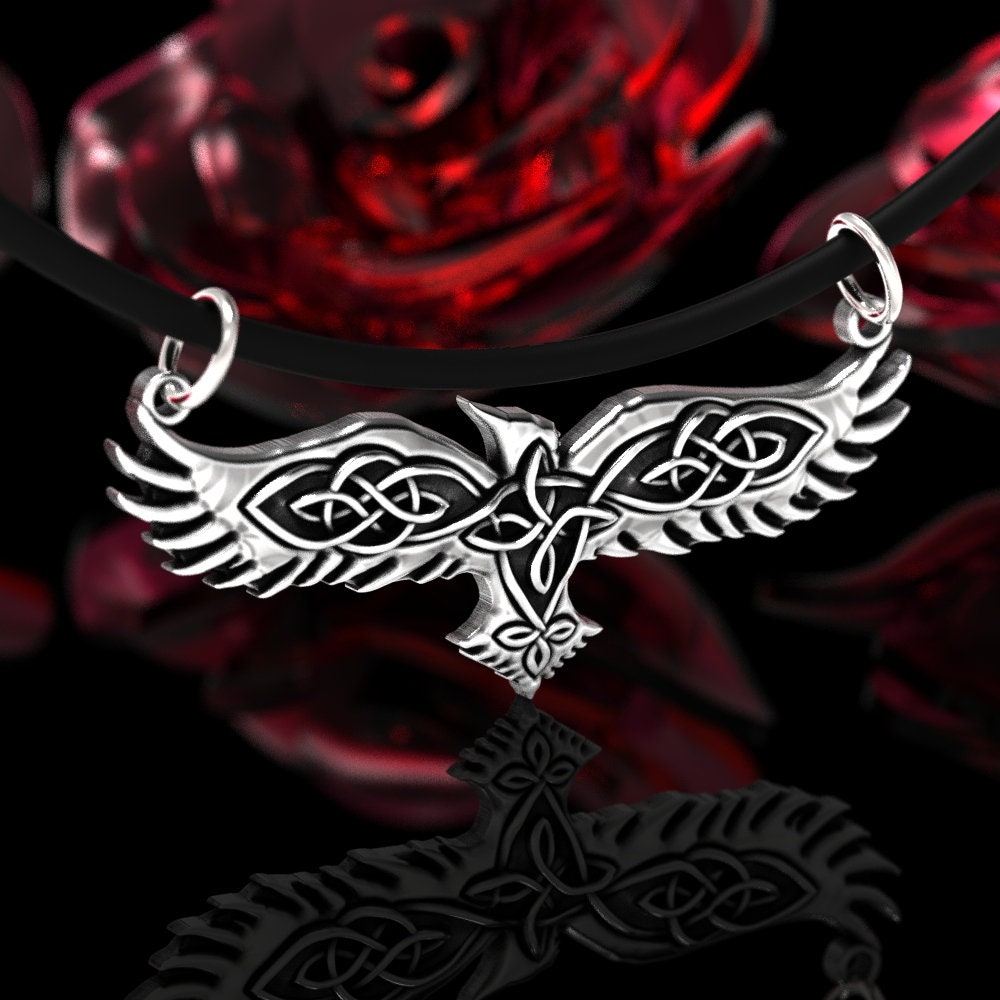 Sterling Silver Raven Pendant for Viking Nordic Necklace, 151