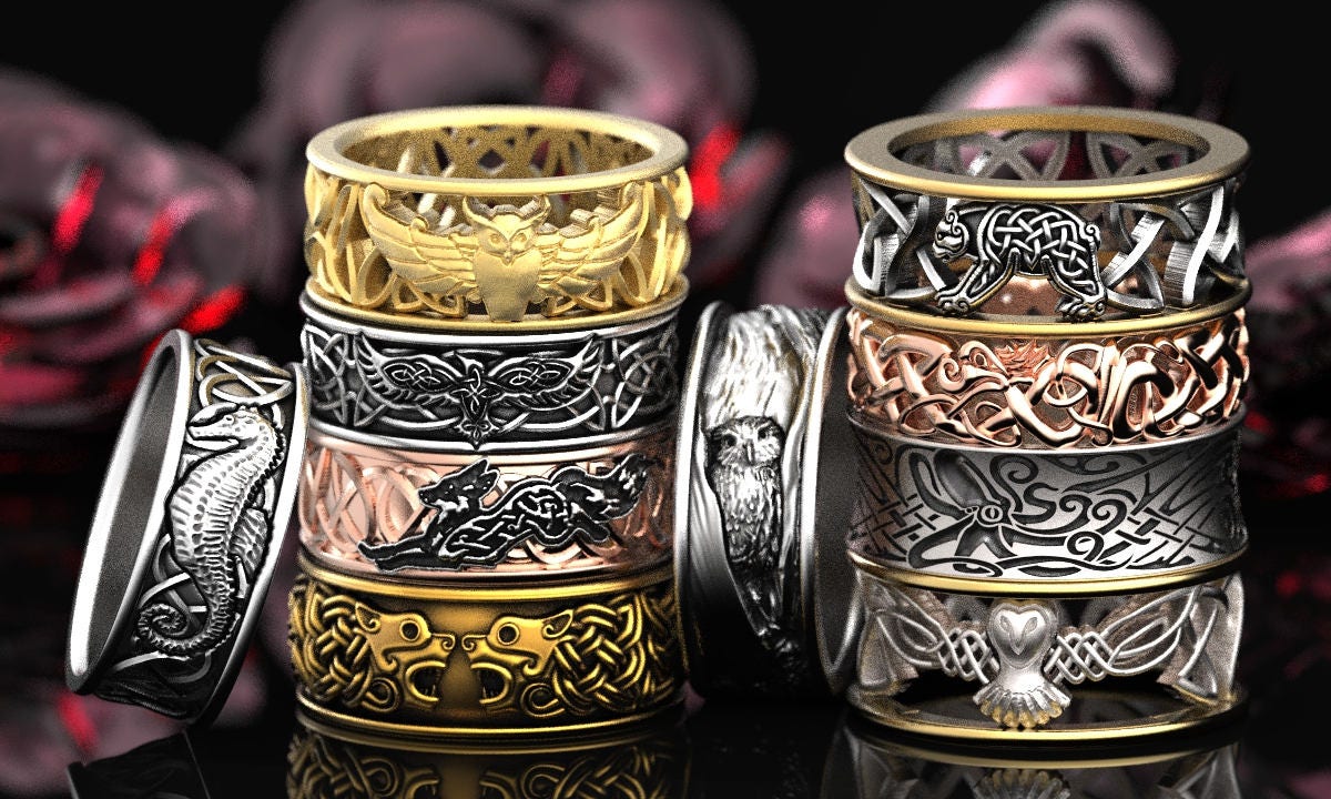 Norse Dragon Ring, Sterling Celtic Dragon Wedding Band, Womens Dragon Ring, Entwined Dragons Ring, Silver Viking Dragon Ring, 1803