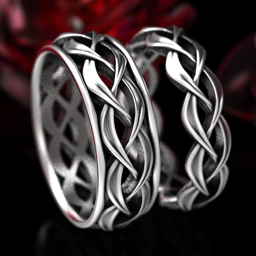 Celtic Wedding Ring In Sterling Silver, Woven Celtic Wedding Ring, Womens Wedding Band, Celtic Eternity Ring, Celtic Knot Wedding Ring 1328
