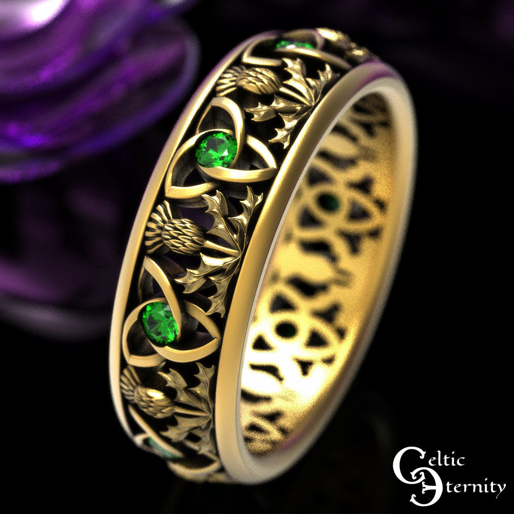 Simple Celtic Ring, Scottish Thistle Ring, Classic Thistle Ring, Scottish Wedding Band, Classic Irish Ring, Thistle Wedding Band, 1811
