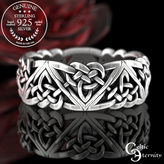 Sterling Silver Celtic Woven Hearts Wedding Band, 1105