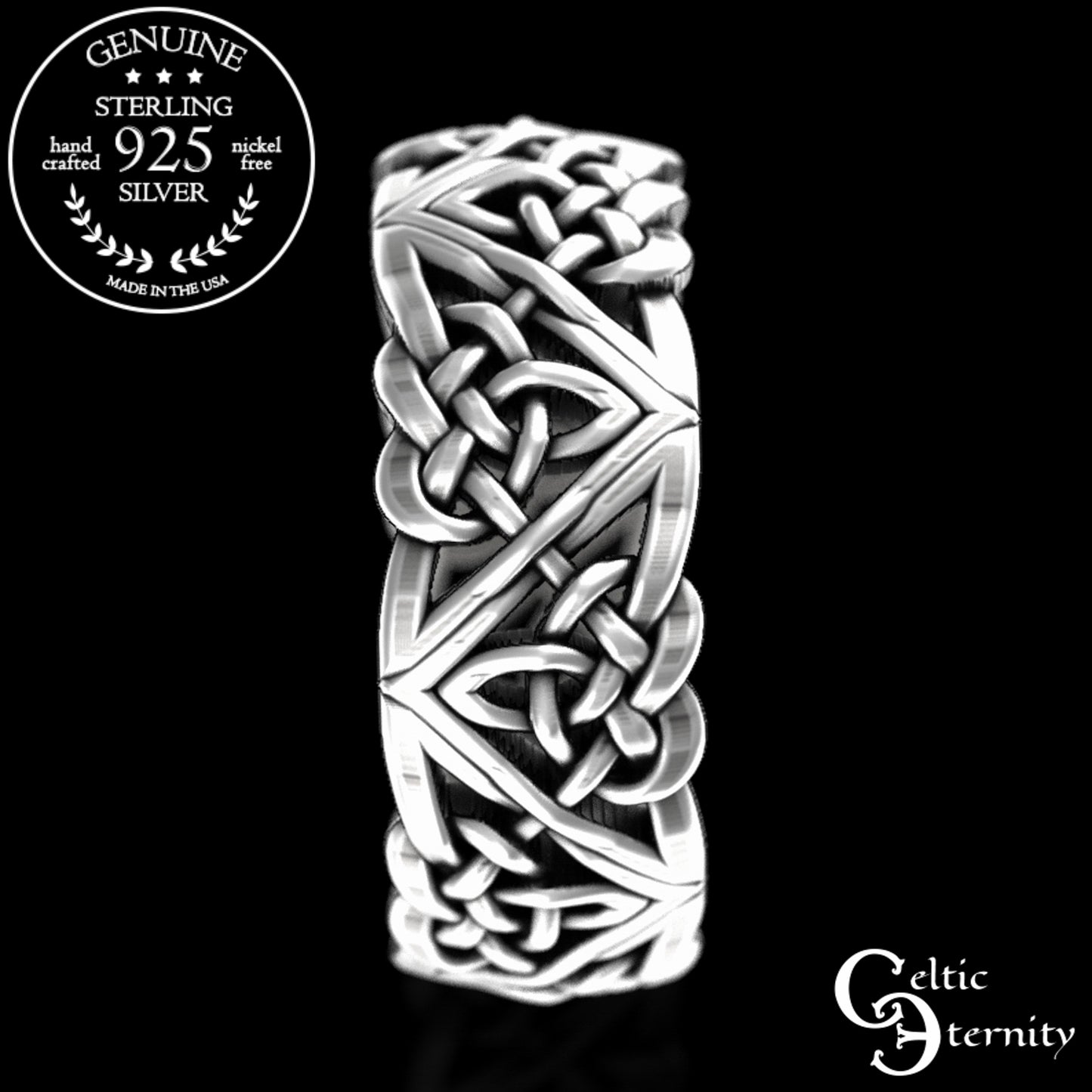 Sterling Silver Celtic Woven Hearts Wedding Band, 1105