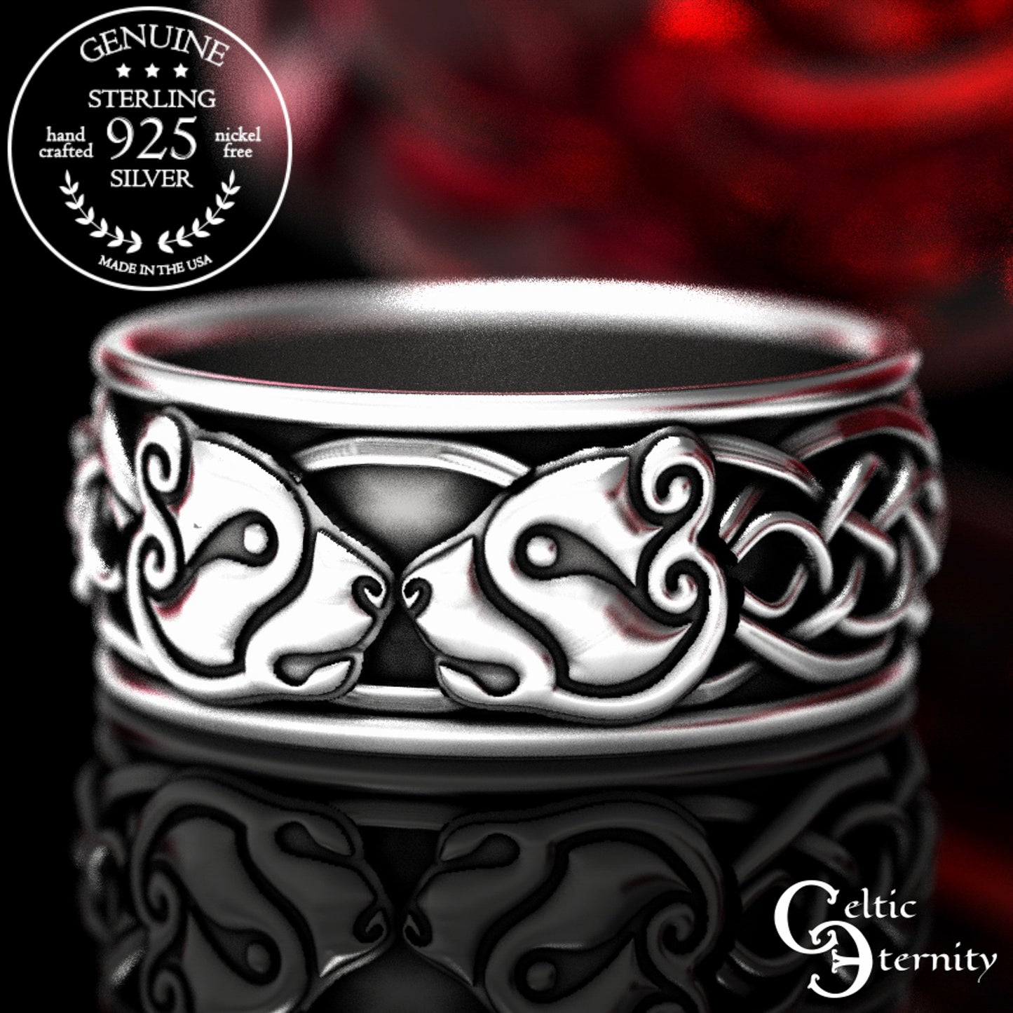 Sterling Men's Viking Bear Wedding Band, 1193