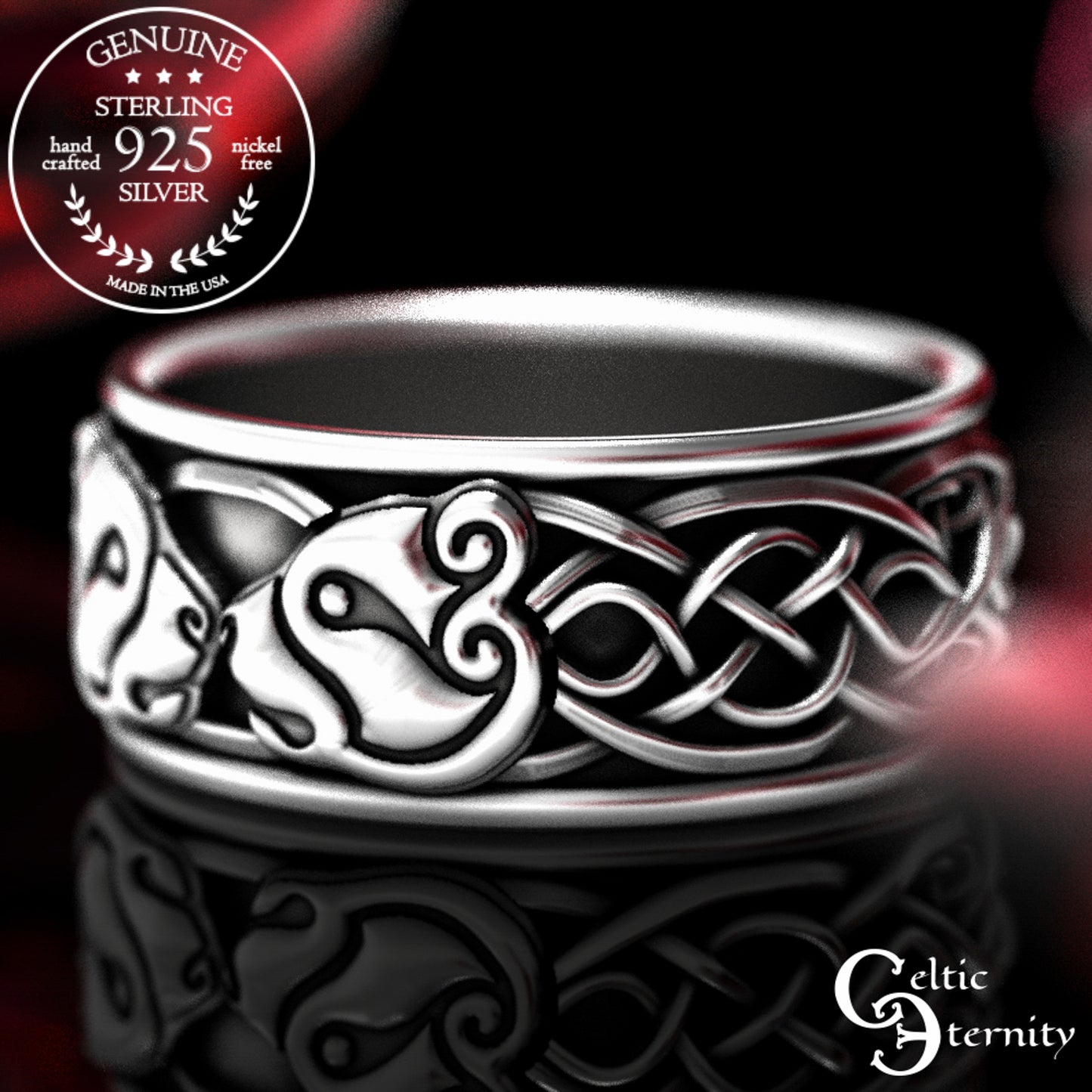 Sterling Men's Viking Bear Wedding Band, 1193