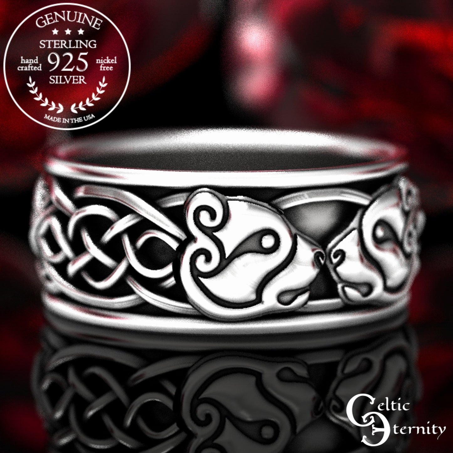 Sterling Men's Viking Bear Wedding Band, 1193