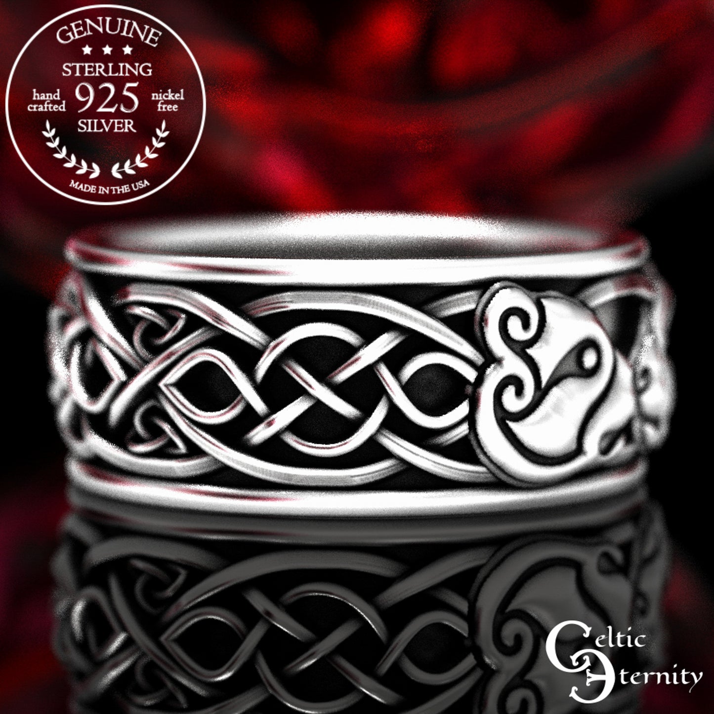Sterling Men's Viking Bear Wedding Band, 1193