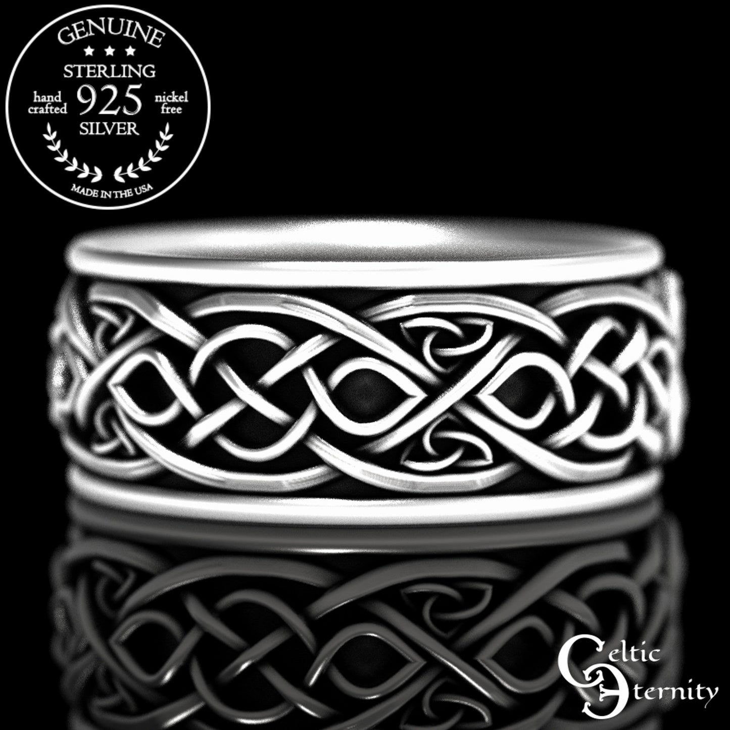 Sterling Men's Viking Bear Wedding Band, 1193