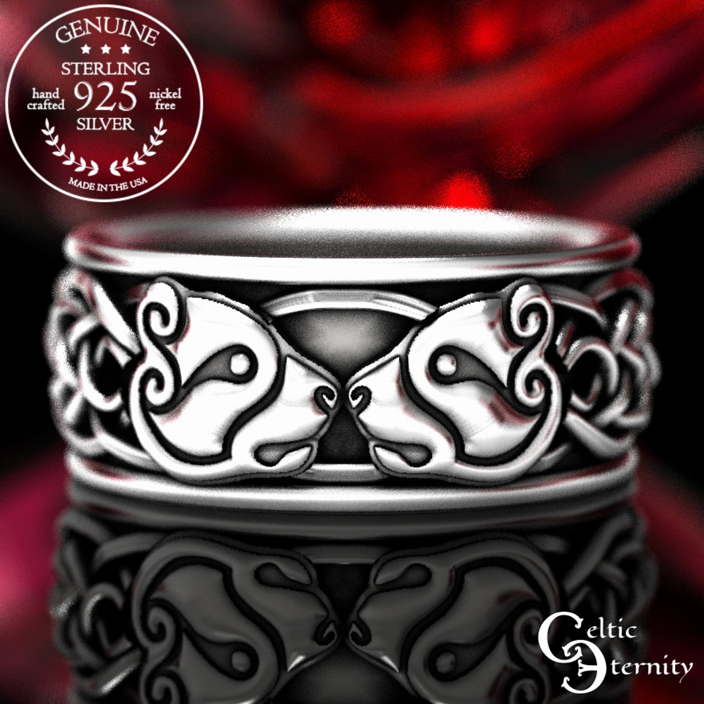 Sterling Men's Viking Bear Wedding Band, 1193