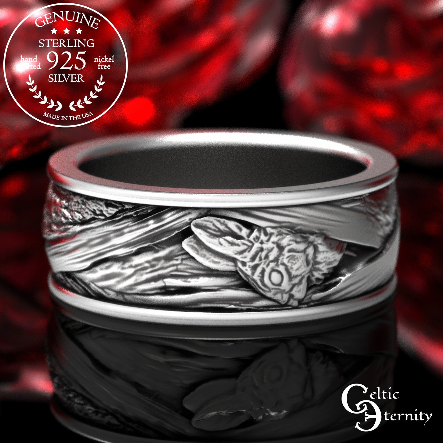 Men's Sterling Silver Rabbit & Tree Burrow Wedding Band, 1796