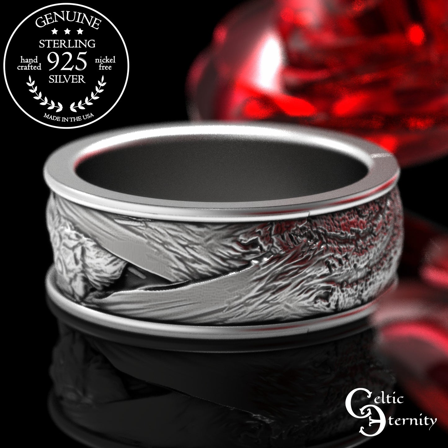 Sterling Silver His Hers Irish Rabbits Wedding Band Set, 3179 1796
