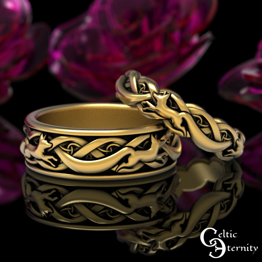 Men's Sterling Silver Irish Foxes Wedding Band, 1872
