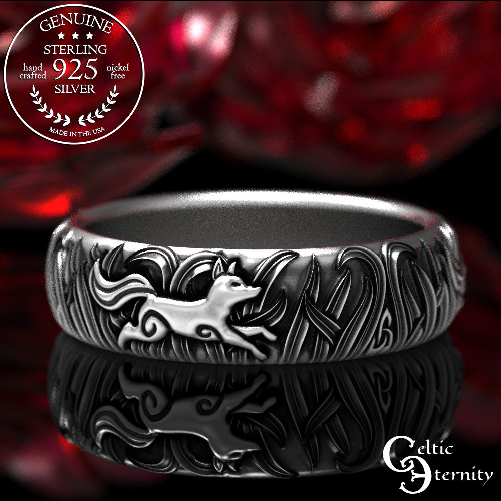 Women's Sterling Silver Three Foxes Wedding Band, 1907