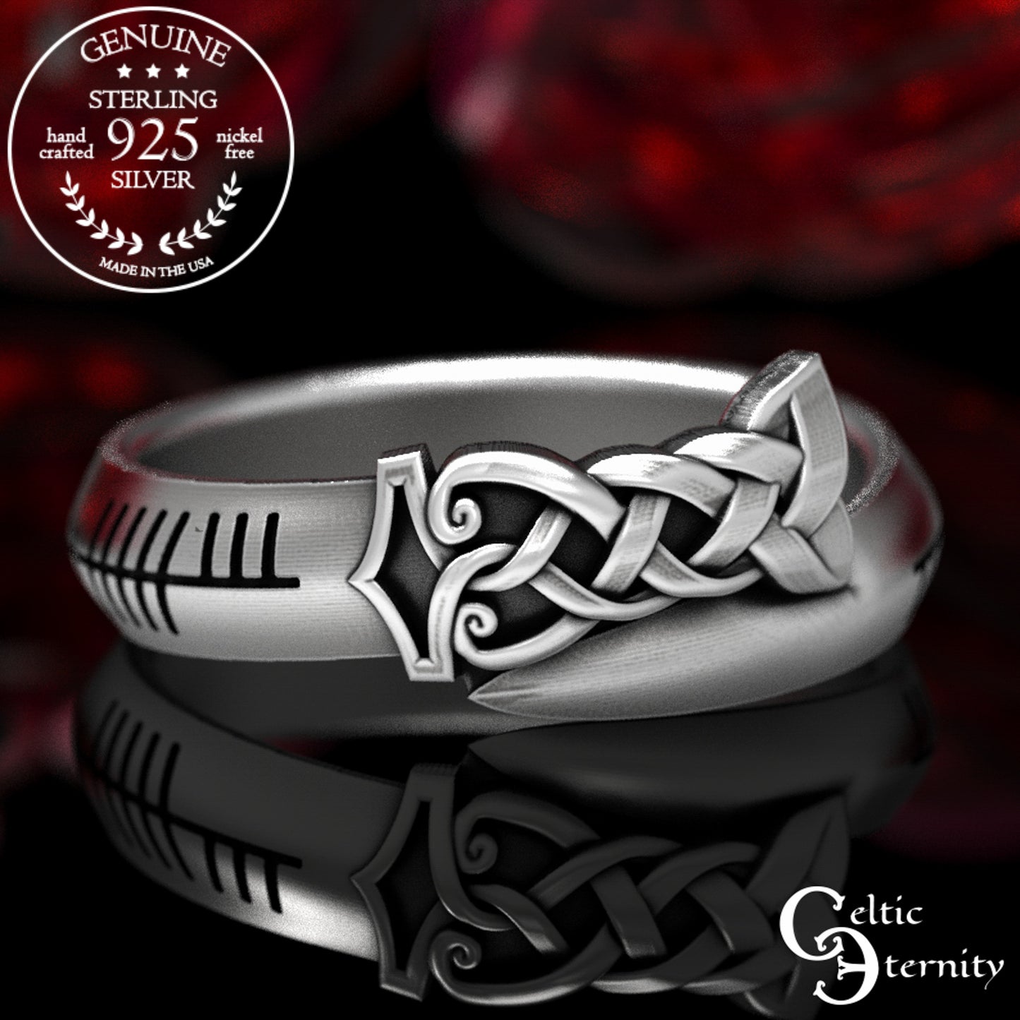 Sterling Silver Ogham Sword Wedding Band, 1892