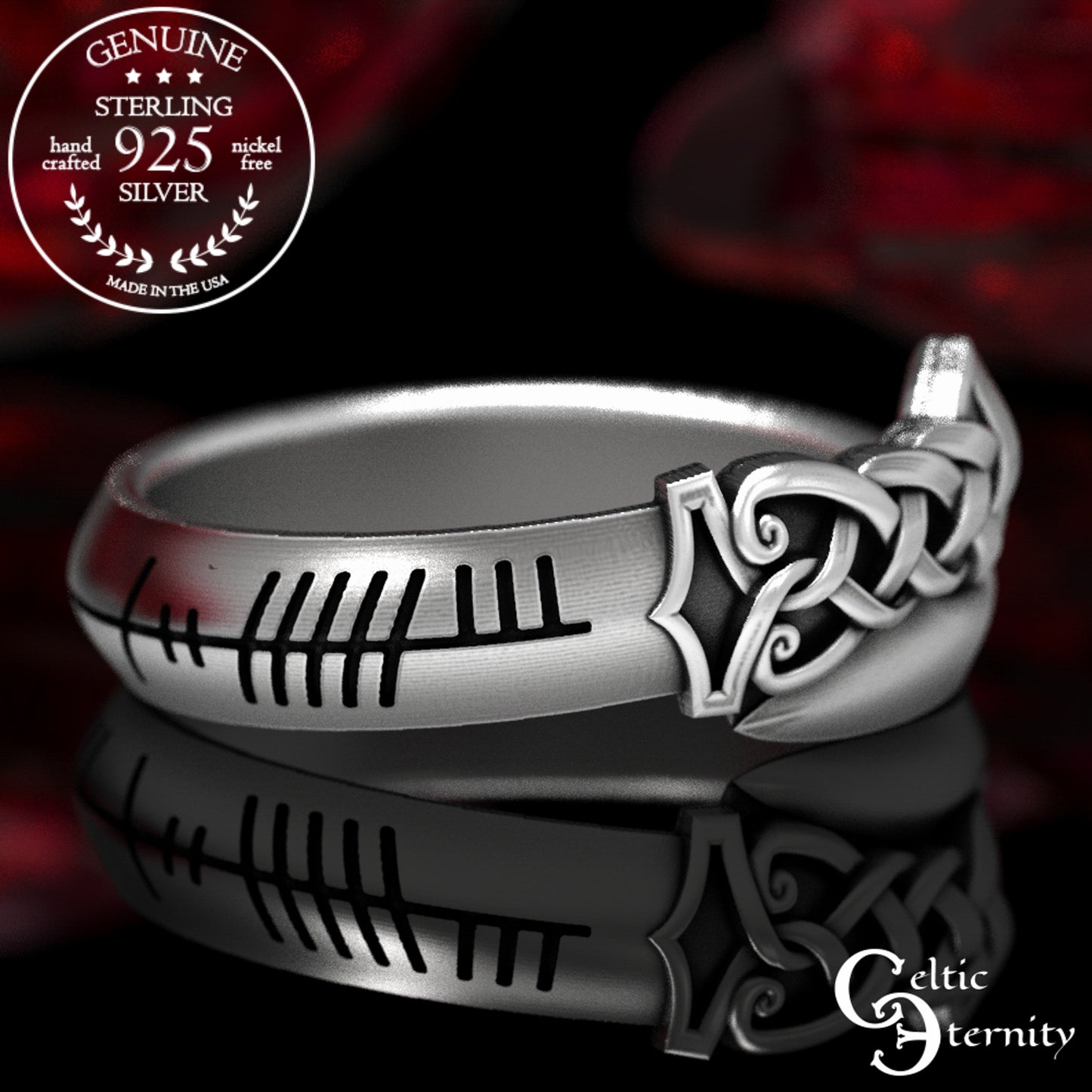 Sterling Silver Ogham Sword Wedding Band, 1892