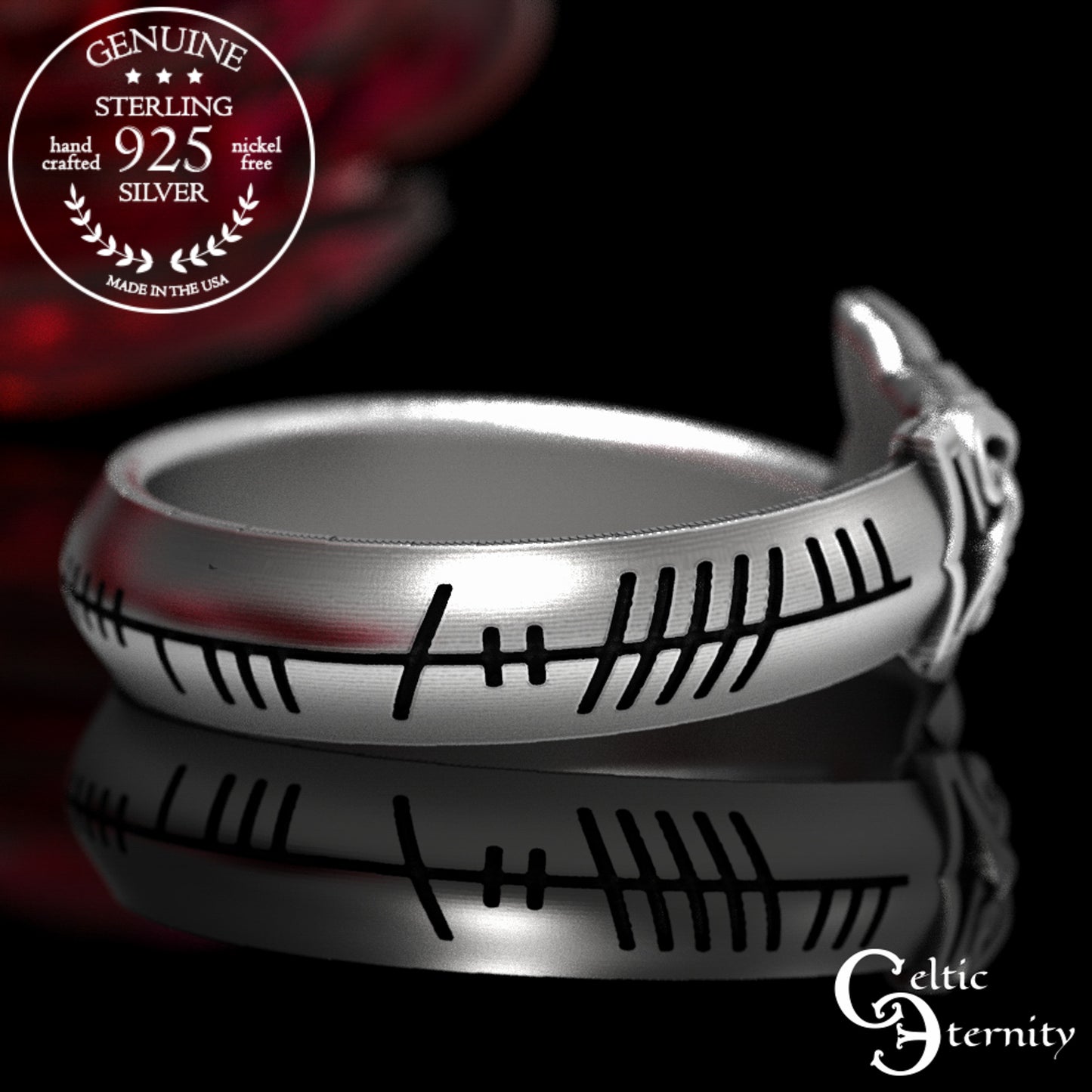 Sterling Silver Ogham Sword Wedding Band, 1892