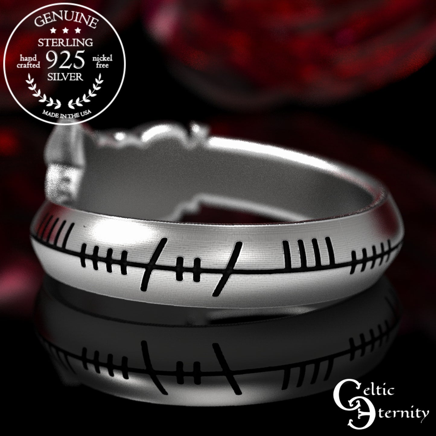 Sterling Silver Ogham Sword Wedding Band, 1892
