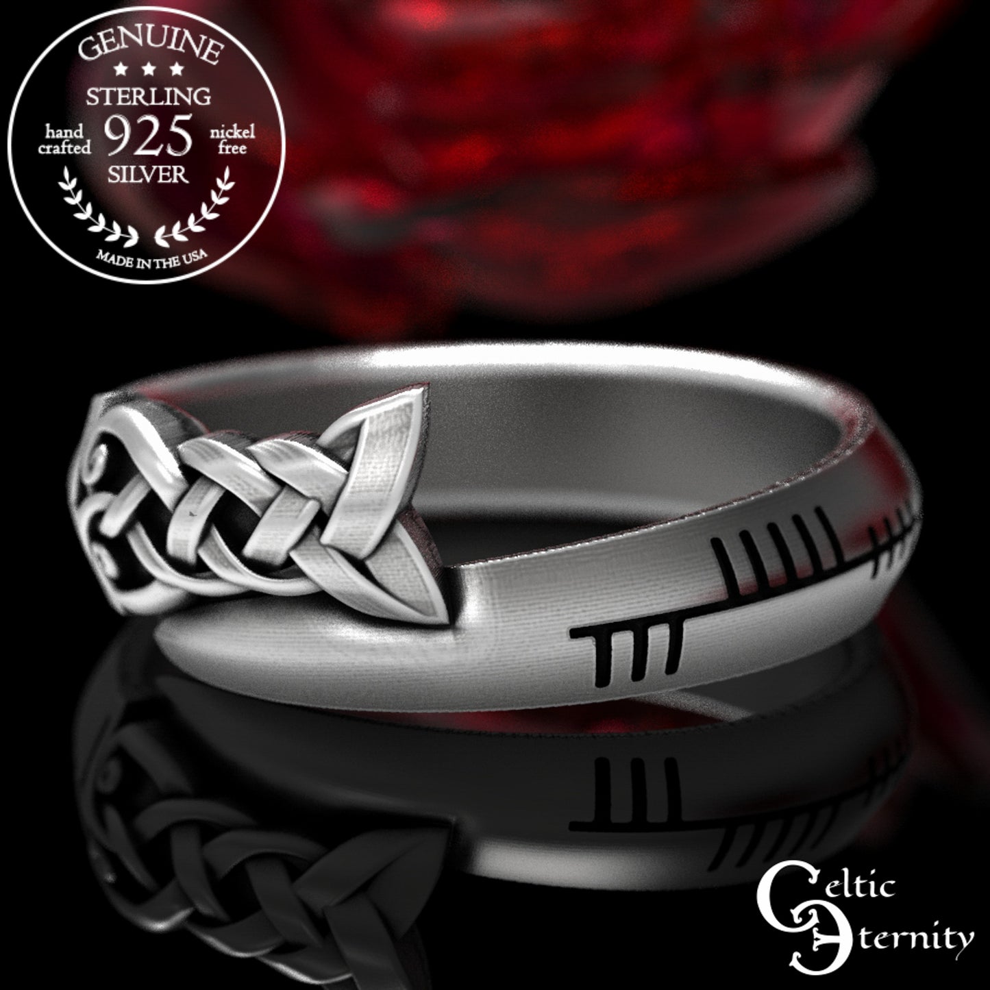 Sterling Silver Ogham Sword Wedding Band, 1892