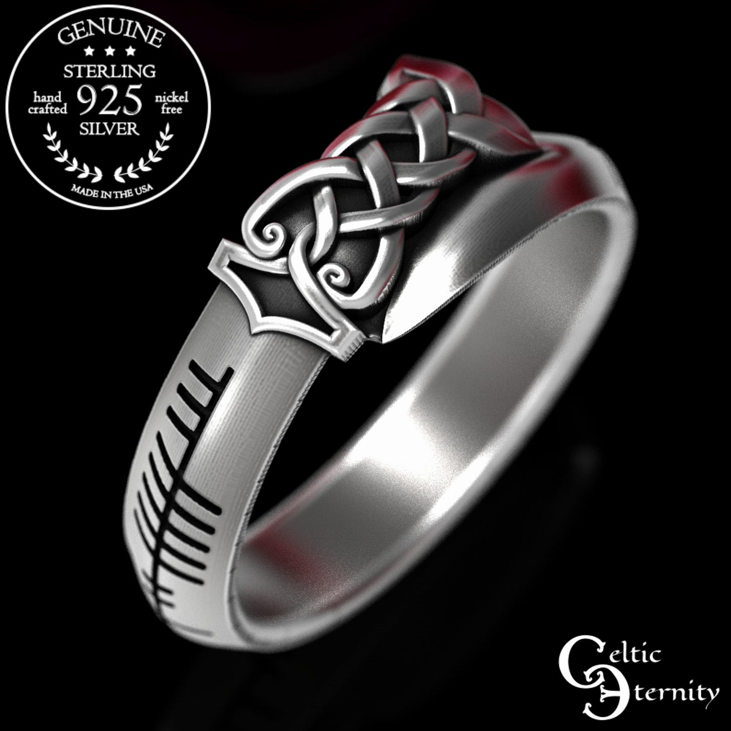 Sterling Silver Ogham Sword Wedding Band, 1892