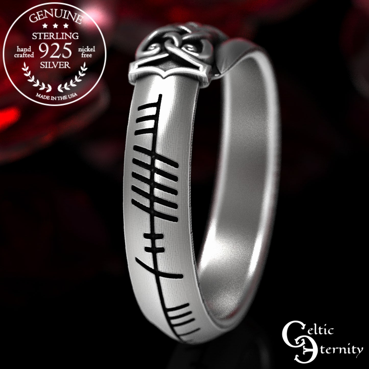 Sterling Silver Ogham Sword Wedding Band, 1892
