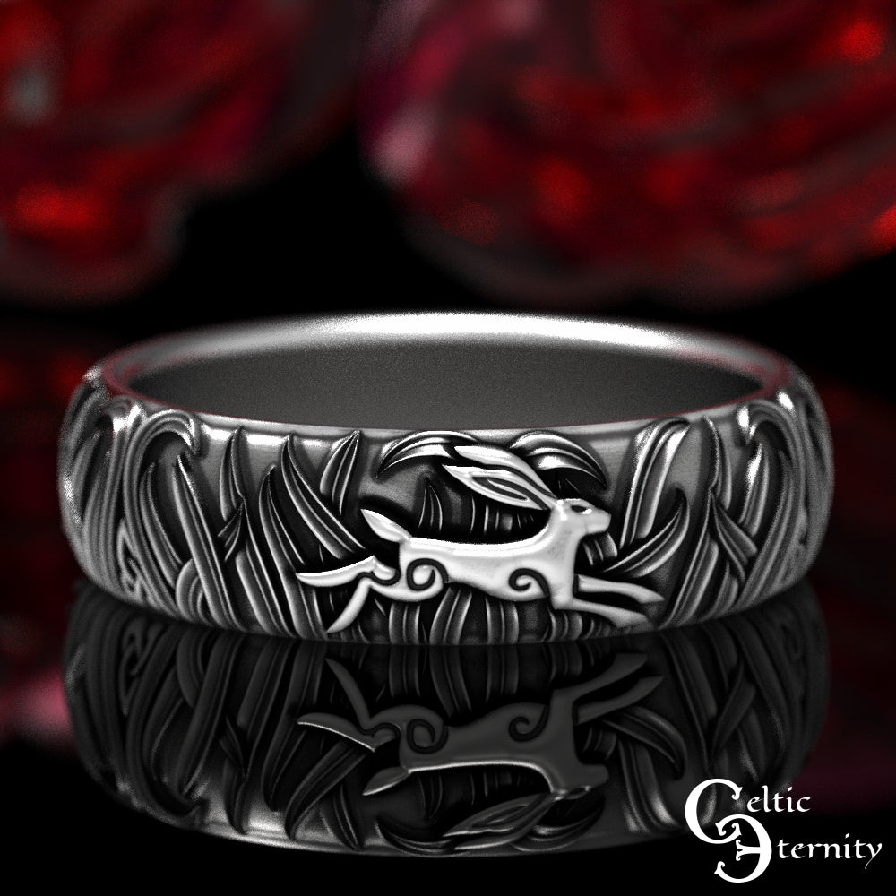 Matching Sterling Silver Rabbits His & Hers Wedding Band Set, 1905 1906