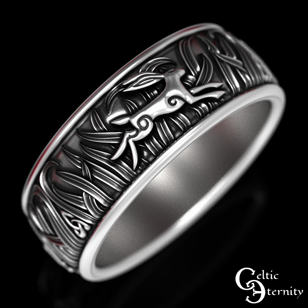 Sterling Silver Men's Irish Rabbits Wedding Band, 1906