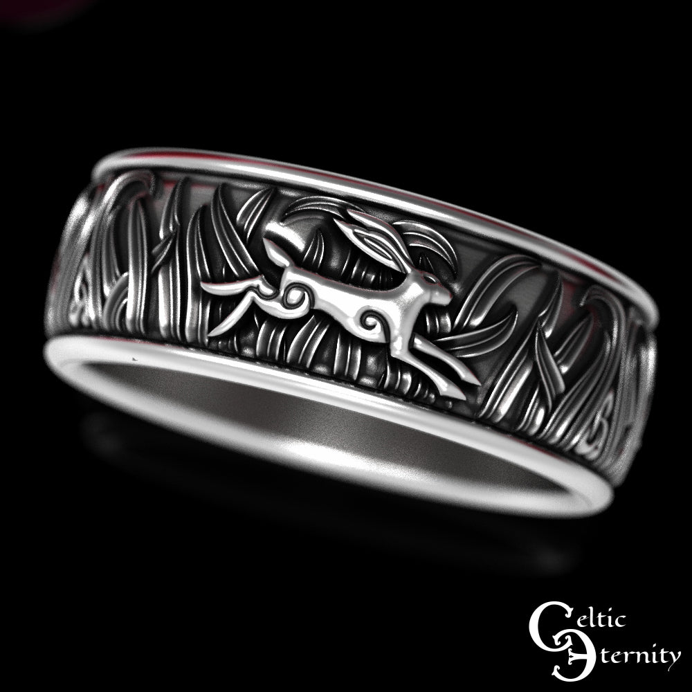 Sterling Silver Men's Irish Rabbits Wedding Band, 1906