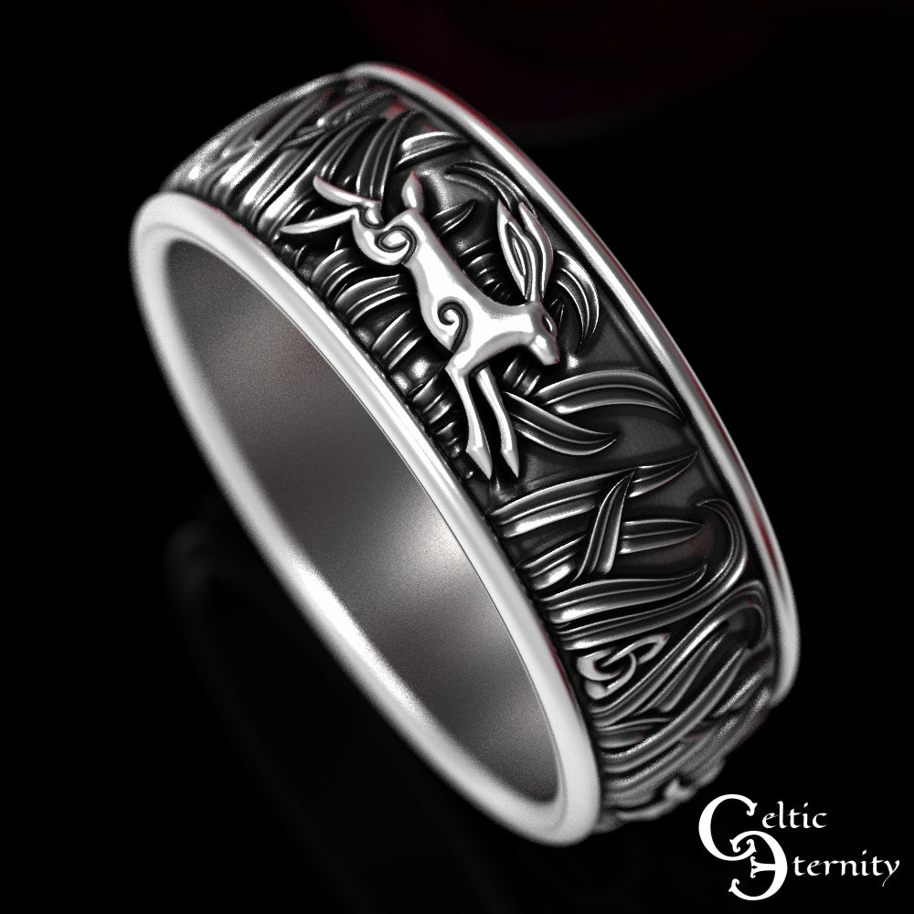 Sterling Silver Men's Irish Rabbits Wedding Band, 1906