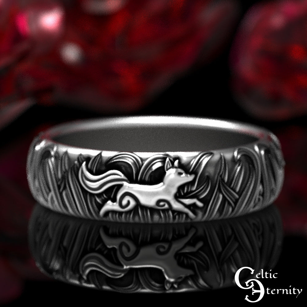 Women's Sterling Silver Three Foxes Wedding Band, 1907