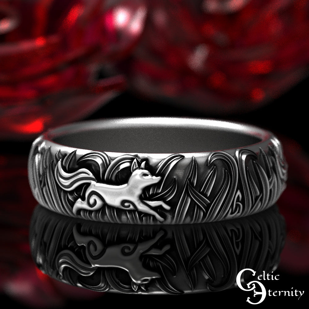 Women's Sterling Silver Three Foxes Wedding Band, 1907