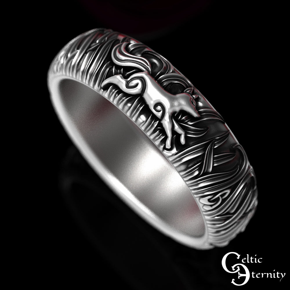 Women's Sterling Silver Three Foxes Wedding Band, 1907