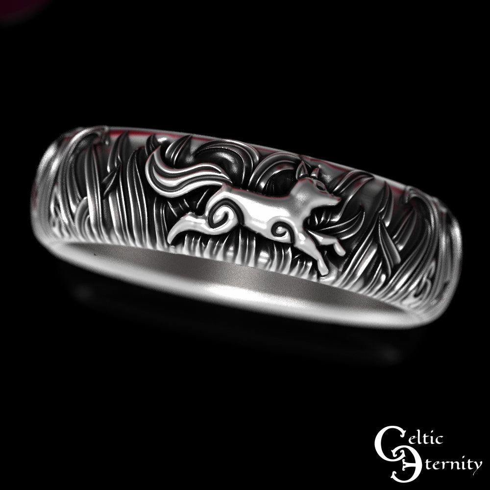 Women's Sterling Silver Three Foxes Wedding Band, 1907