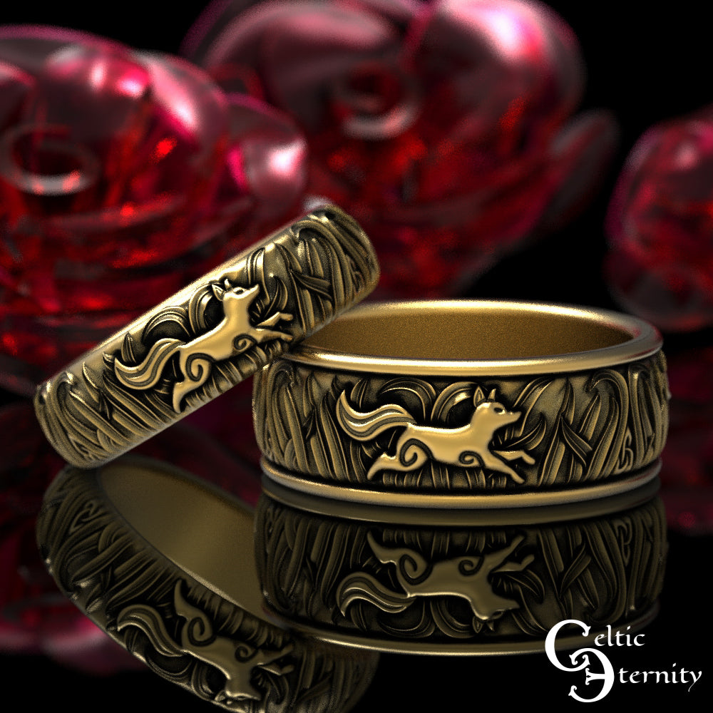Women's Sterling Silver Three Foxes Wedding Band, 1907