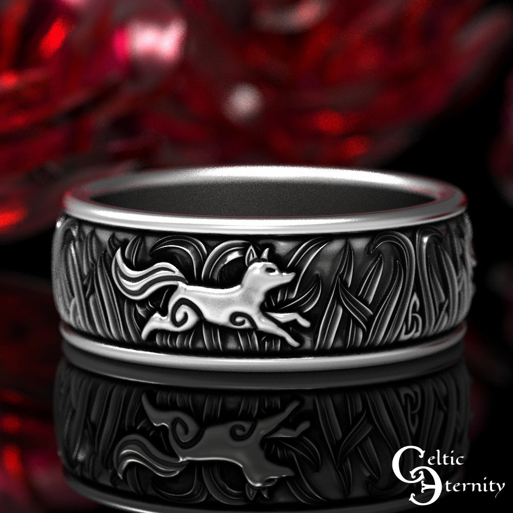 Men's Sterling Silver Fox Trio Wedding Band, 1908