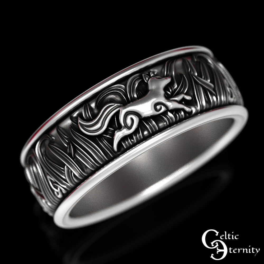 Men's Sterling Silver Fox Trio Wedding Band, 1908