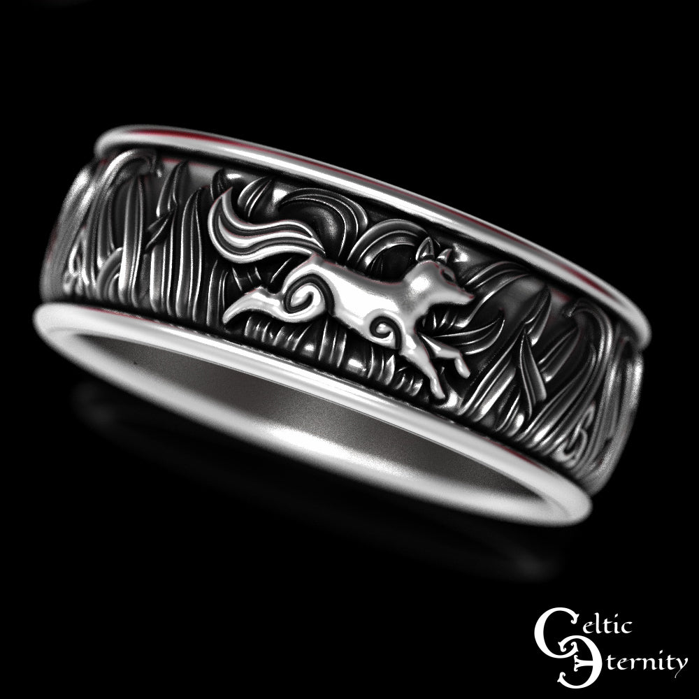 Men's Sterling Silver Fox Trio Wedding Band, 1908