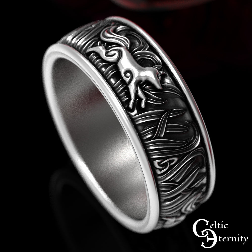 Men's Sterling Silver Fox Trio Wedding Band, 1908
