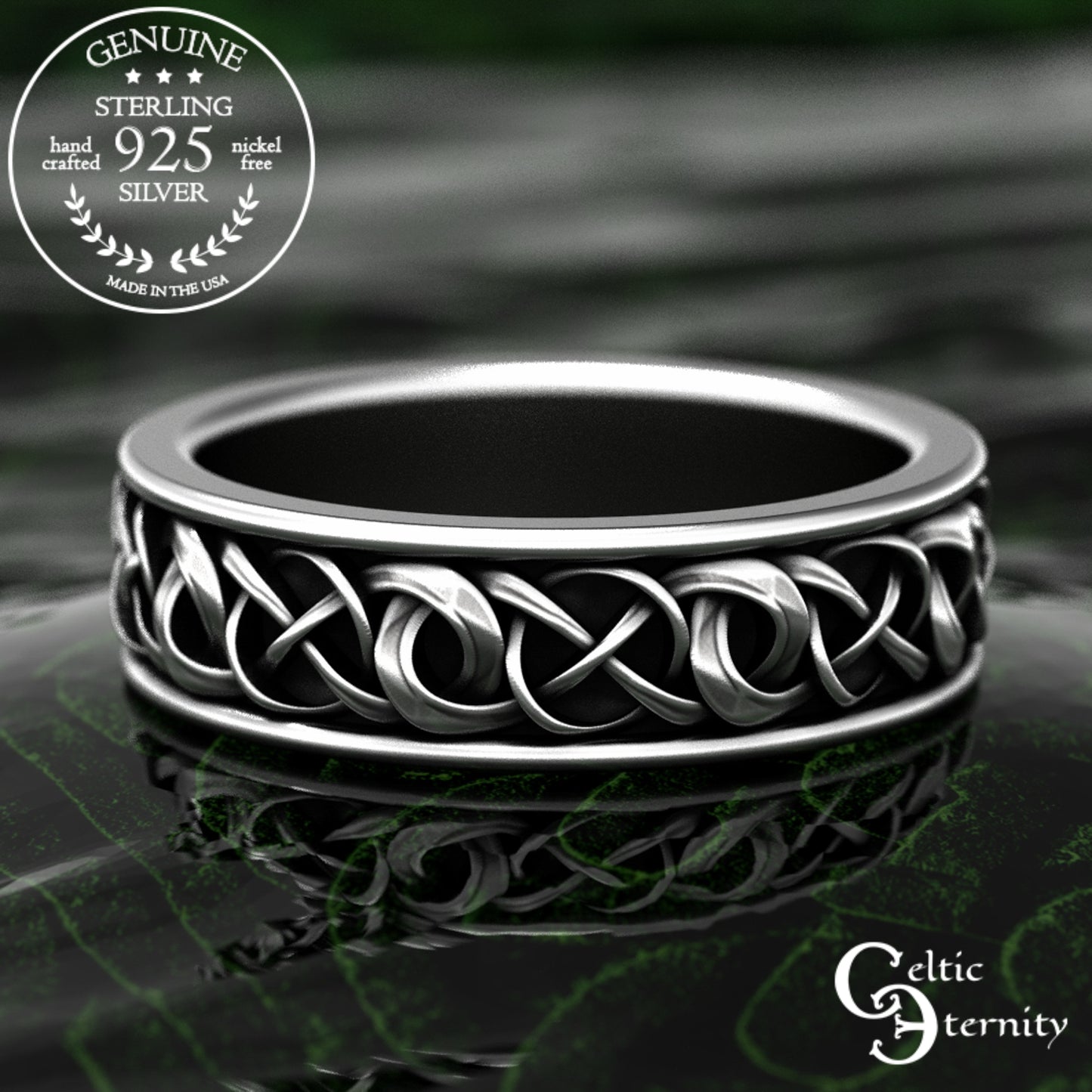Sterling Silver Men's Celtic Braided Wedding Band, 1988