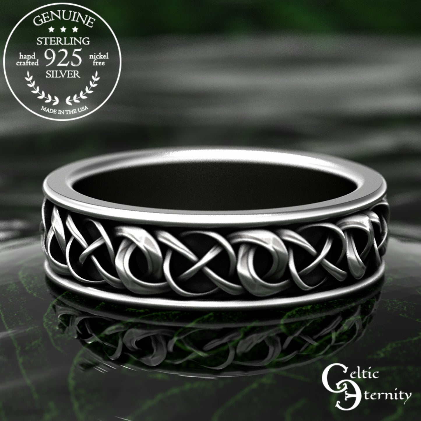 Sterling Silver Men's Celtic Braided Wedding Band, 1988