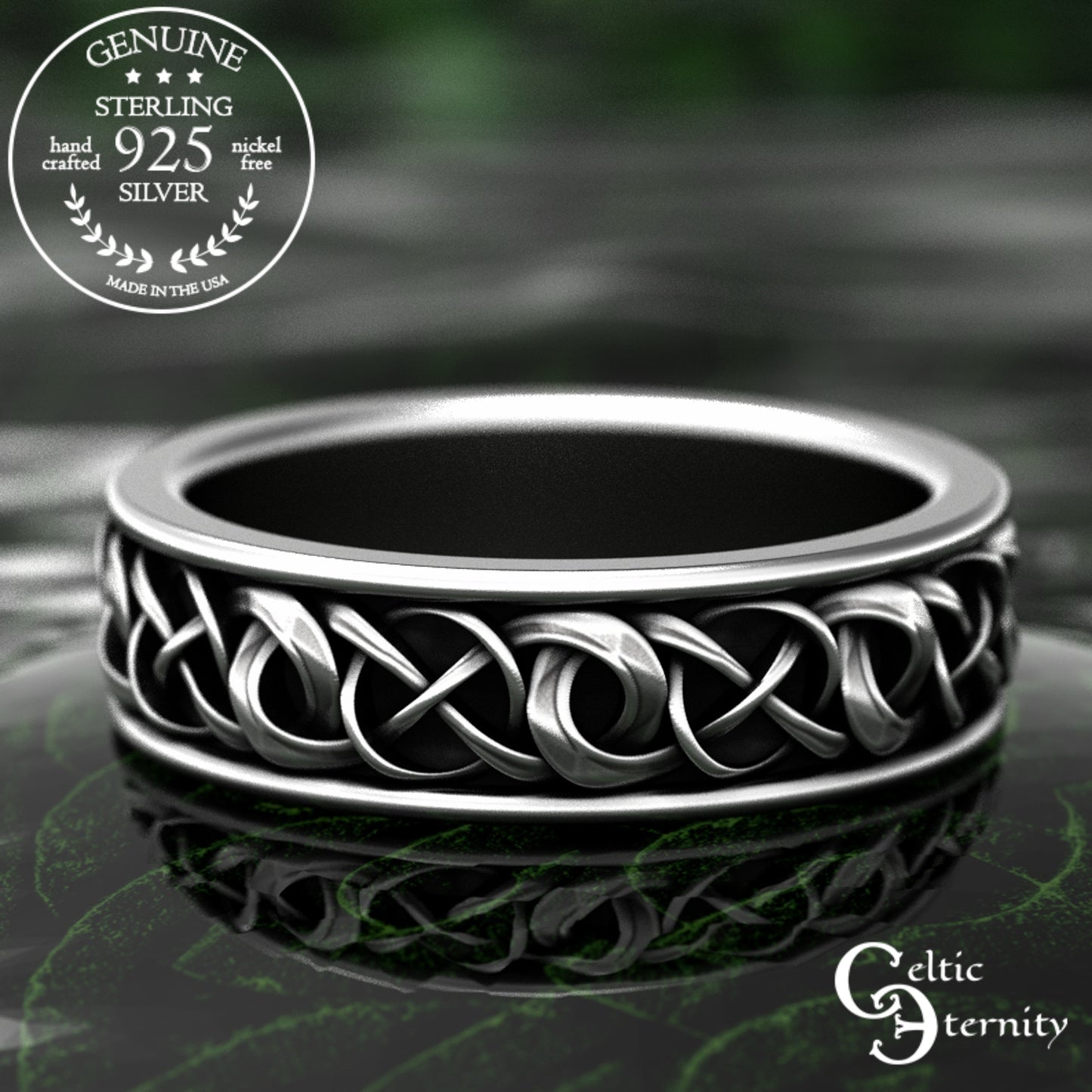 Sterling Silver Men's Celtic Braided Wedding Band, 1988