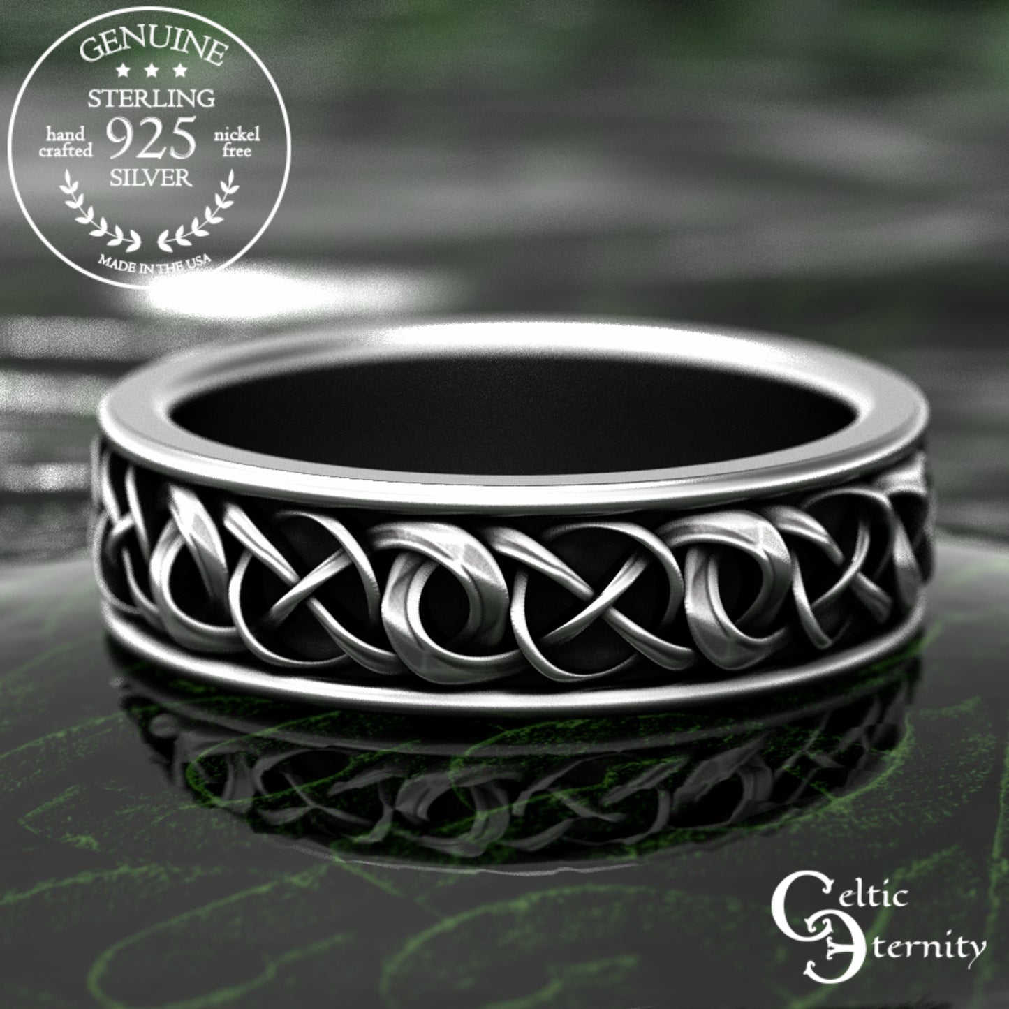 Sterling Silver Men's Celtic Braided Wedding Band, 1988