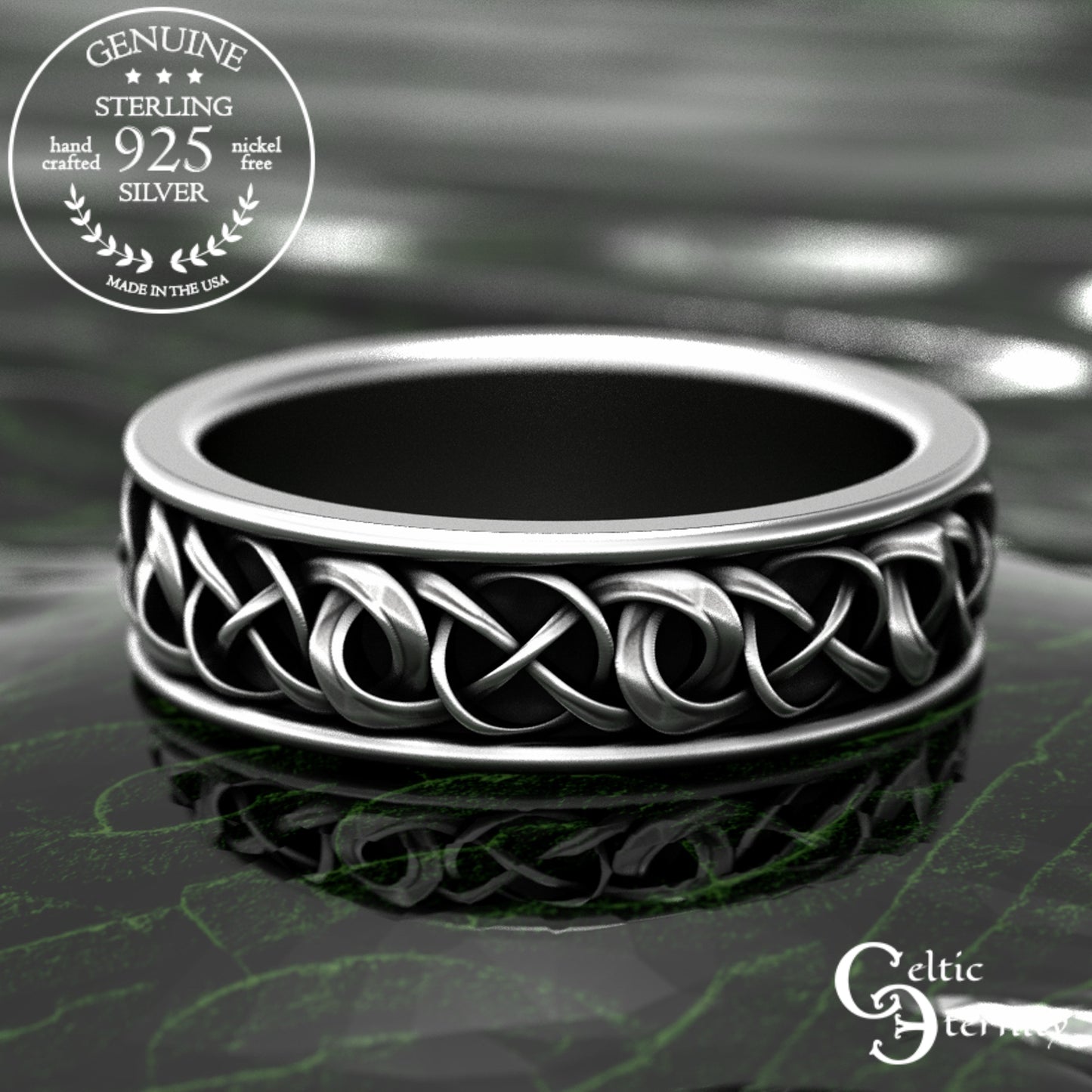Sterling Silver Men's Celtic Braided Wedding Band, 1988