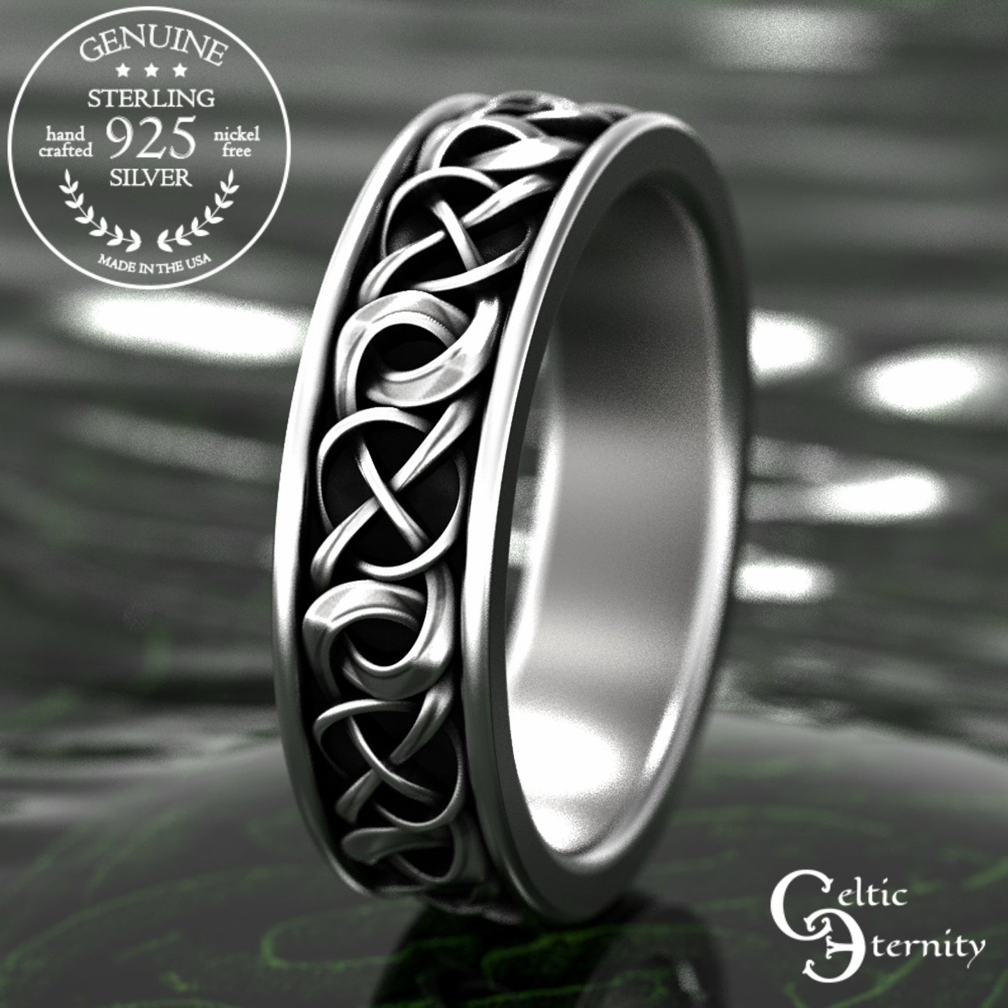 Sterling Silver Men's Celtic Braided Wedding Band, 1988